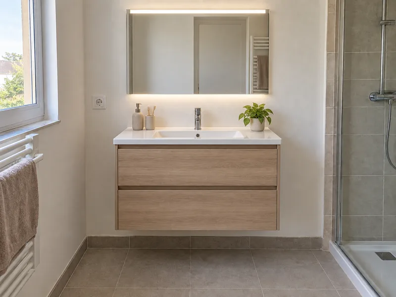Pose de mobilier de salle de bains — Après